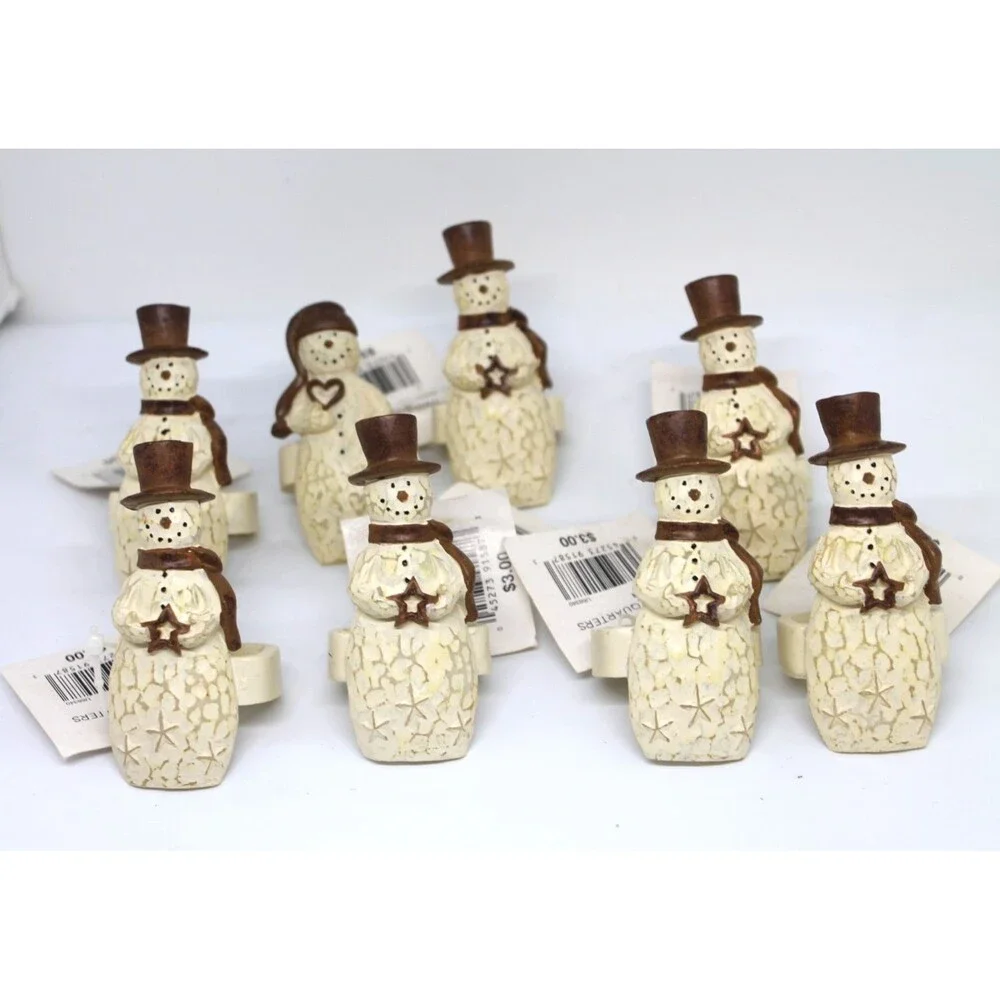 Flurryville Collection Artic Bart Snowman Napkin Rings Set of 8 Rare Retired